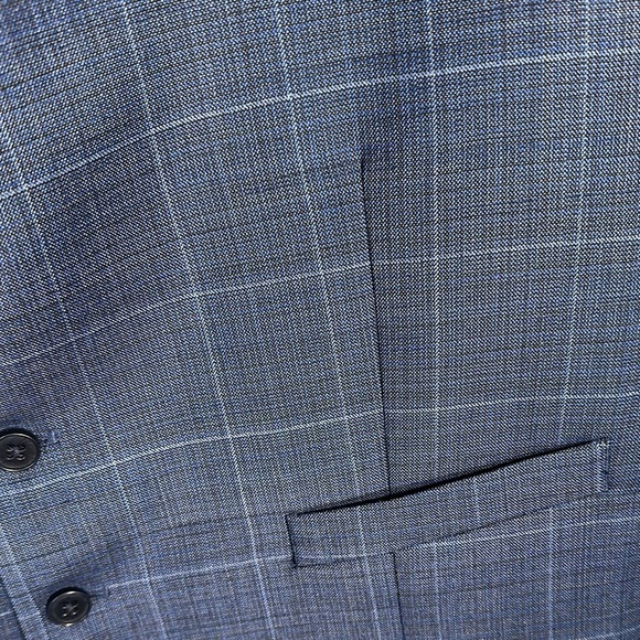 Men's Navy Wool Blend Checkered Vest - Picture 6 of 6